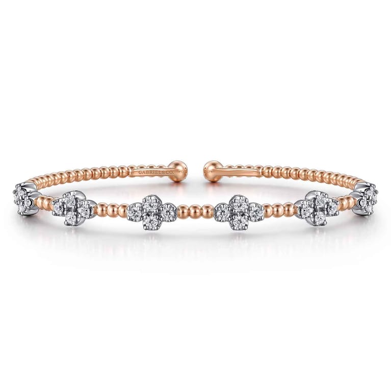 14K White-Rose Gold Bujukan Diamond Bangle - 0.7 ct - Shot 1