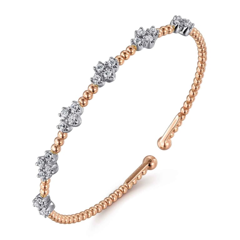 14K White-Rose Gold Bujukan Diamond Bangle - 0.7 ct - Shot 2
