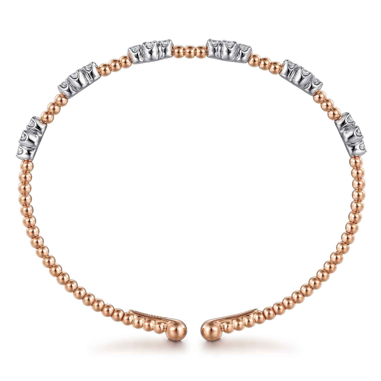 14K White-Rose Gold Bujukan Diamond Bangle - 0.7 ct - Shot 3