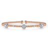 14K White-Rose Gold Bujukan Diamond Cluster Stations Bangle - 0.5 ct