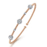 14K White-Rose Gold Bujukan Diamond Cluster Stations Bangle - 0.5 ct