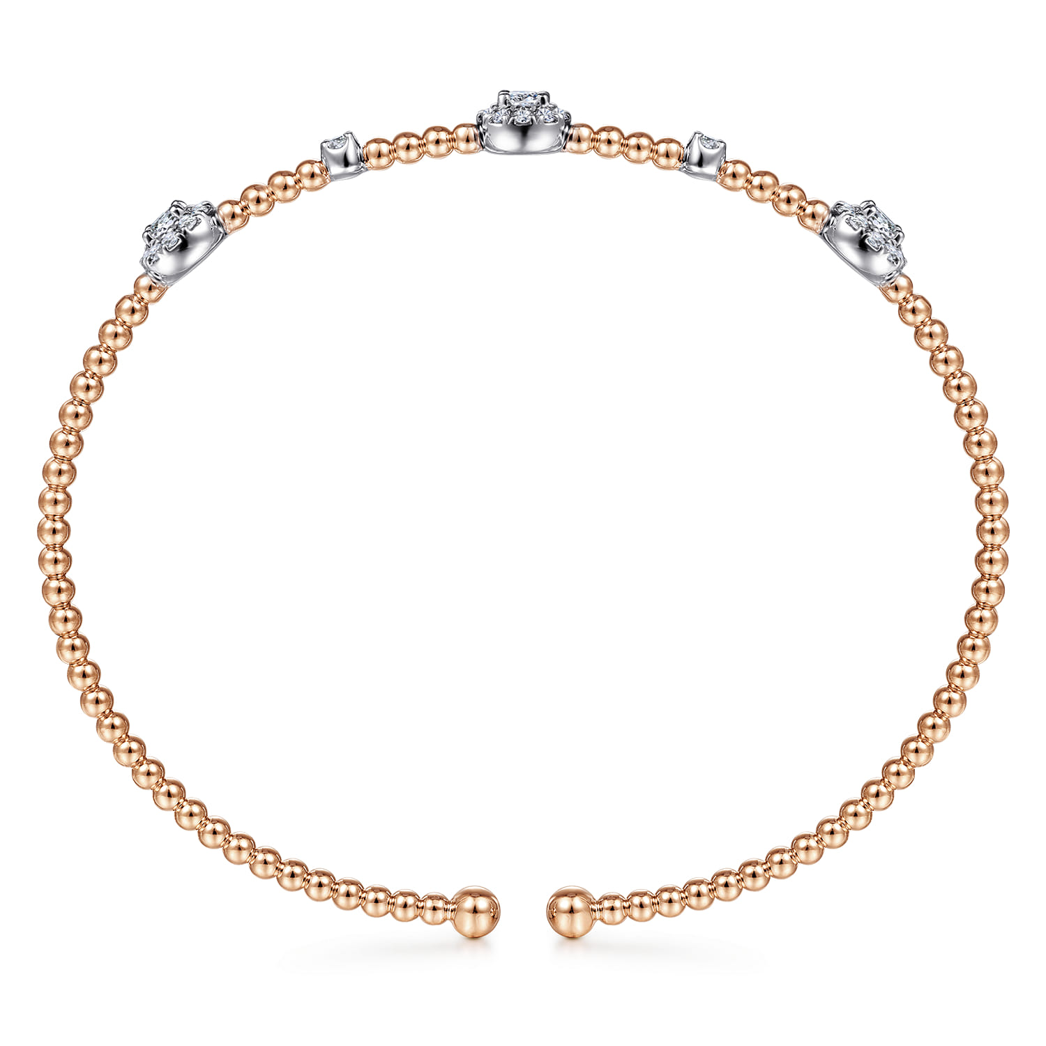 14K White-Rose Gold Bujukan Diamond Cluster Stations Bangle - 0.5 ct - Shot 3