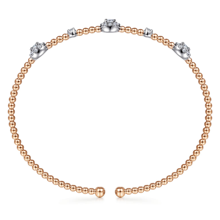 14K White-Rose Gold Bujukan Diamond Cluster Stations Bangle - 0.5 ct - Shot 3