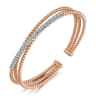 14K White-Rose Gold Bujukan Diamond Criss Cross Bangle - 0.35 ct