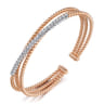 14K White-Rose Gold Bujukan Diamond Criss Cross Bangle - 0.35 ct