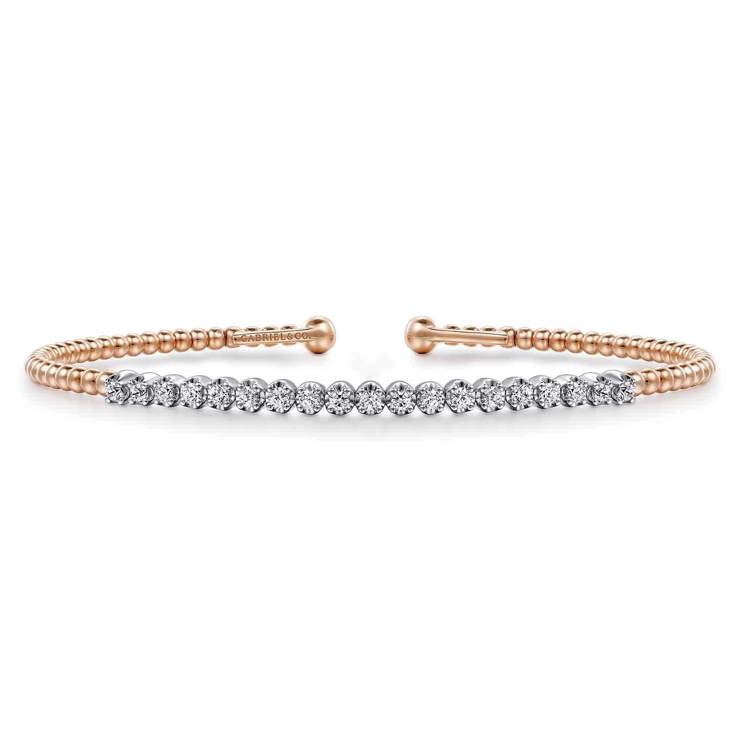 14K White-Rose Gold Bujukan Diamond Cuff Bracelet - 0.35 ct - Shot 1