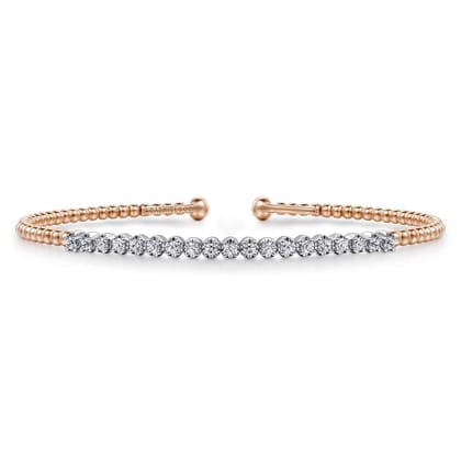 14K White-Rose Gold Bujukan Diamond Cuff Bracelet