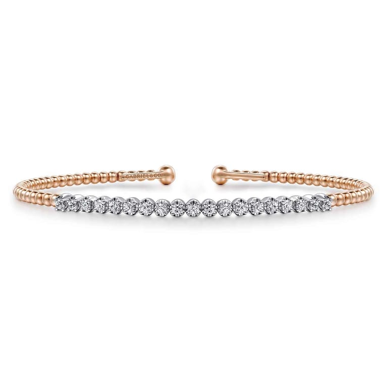 14K White-Rose Gold Bujukan Diamond Cuff Bracelet - 0.35 ct - Shot 1