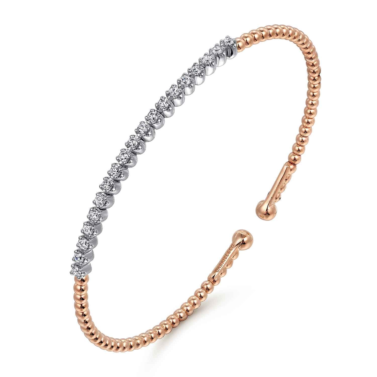 14K White-Rose Gold Bujukan Diamond Cuff Bracelet - 0.35 ct - Shot 2