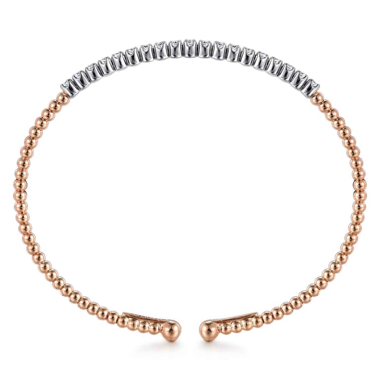 14K White-Rose Gold Bujukan Diamond Cuff Bracelet - 0.35 ct - Shot 3
