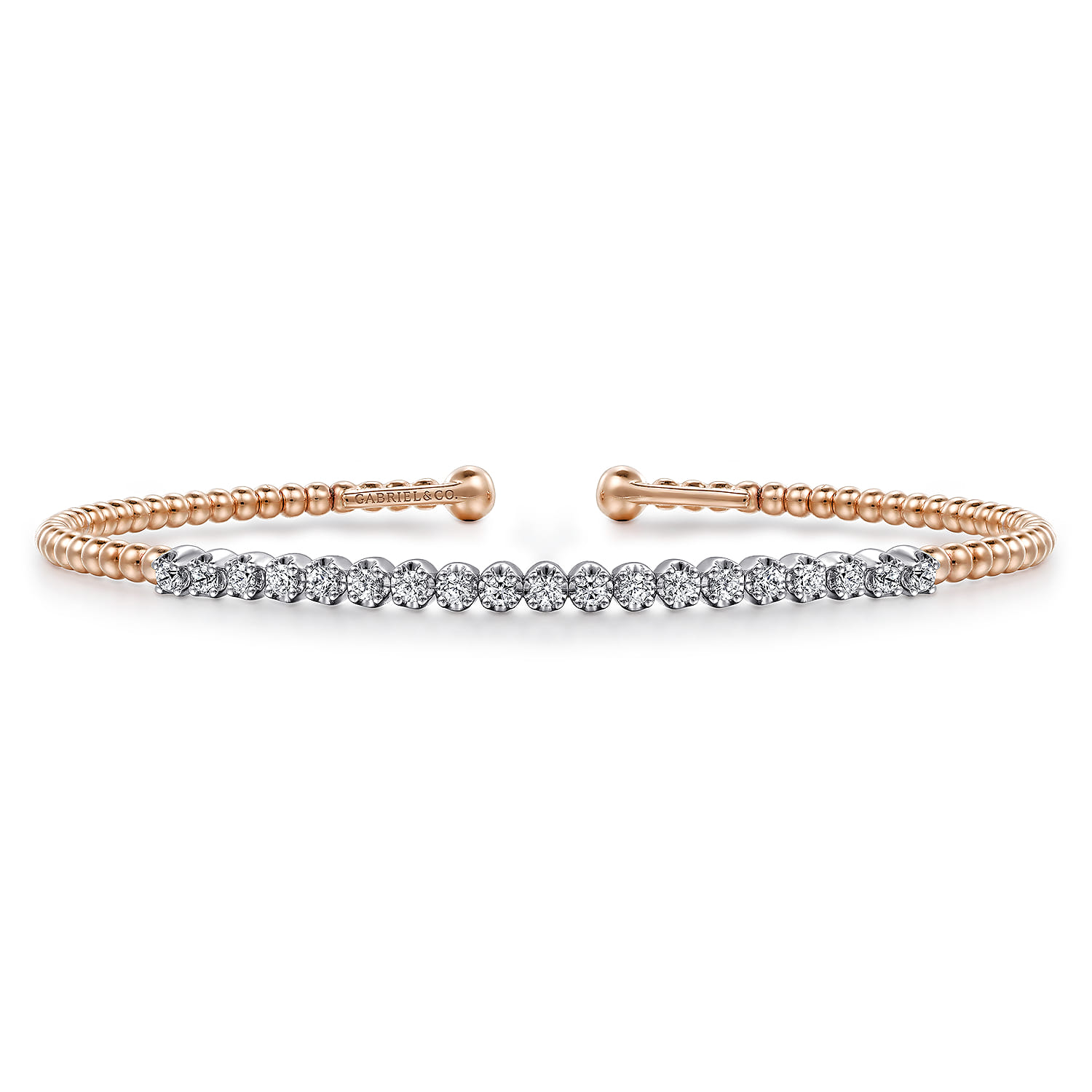 14K White-Rose Gold Bujukan Diamond Cuff Bracelet - 0.4 ct - Shot 1