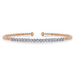 14K White-Rose Gold Bujukan Diamond Cuff Bracelet