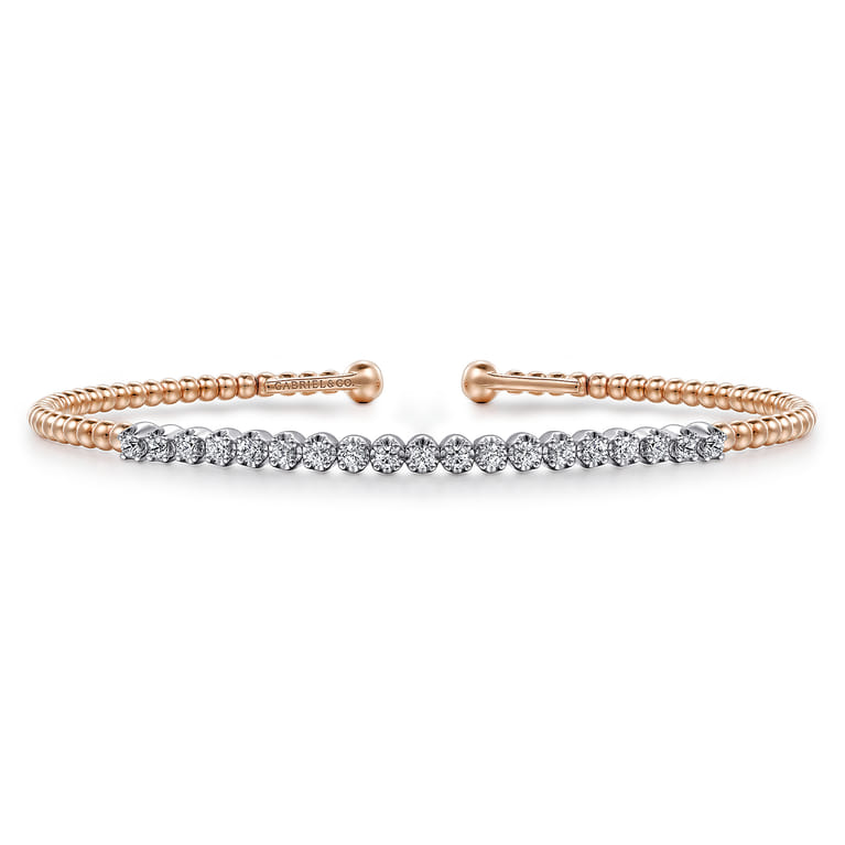 14K White-Rose Gold Bujukan Diamond Cuff Bracelet - 0.4 ct - Shot 1
