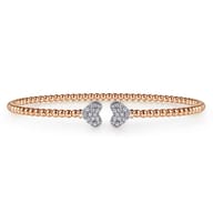 14K White-Rose Gold Bujukan Diamond Hearts Split Bangle
