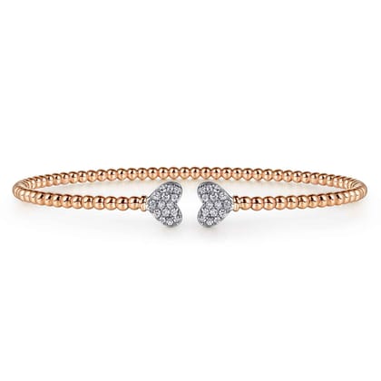 14K White-Rose Gold Bujukan Diamond Hearts Split Bangle