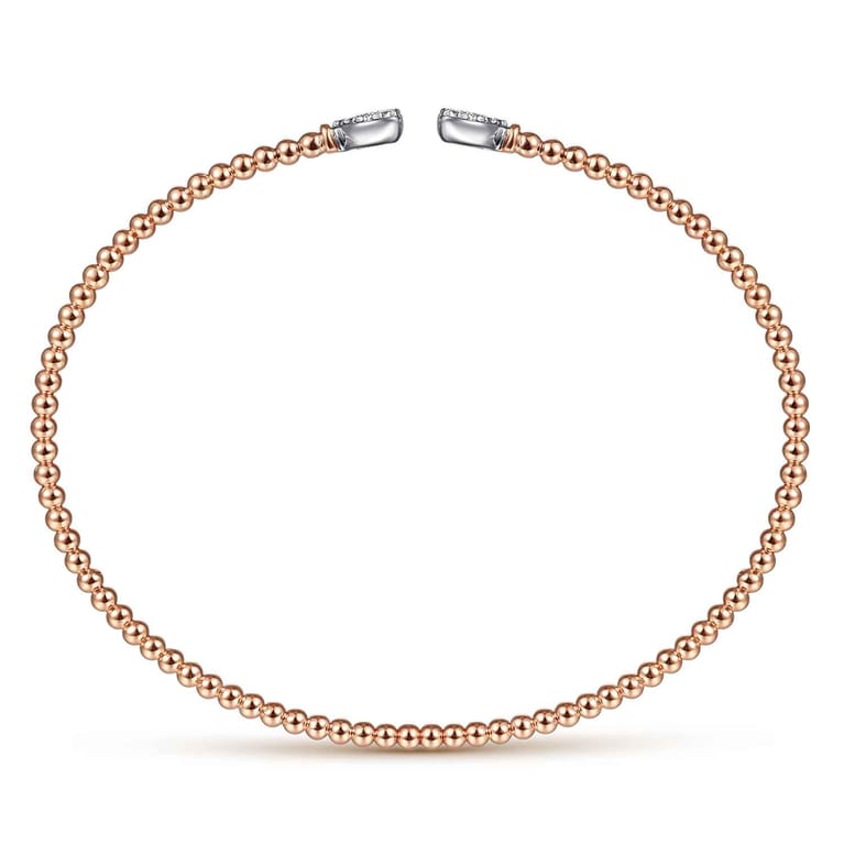 14K White-Rose Gold Bujukan Diamond Hearts Split Bangle - 0.17 ct - Shot 3