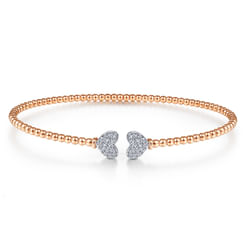 14K White-Rose Gold Bujukan Diamond Hearts Split Bangle