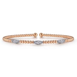 14K White-Rose Gold Bujukan Diamond Marquise Stations Bangle