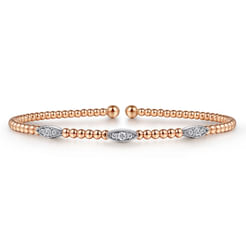 14K White-Rose Gold Bujukan Diamond Marquise Stations Bangle