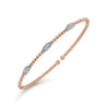 14K White-Rose Gold Bujukan Diamond Marquise Stations Bangle - 0.16 ct