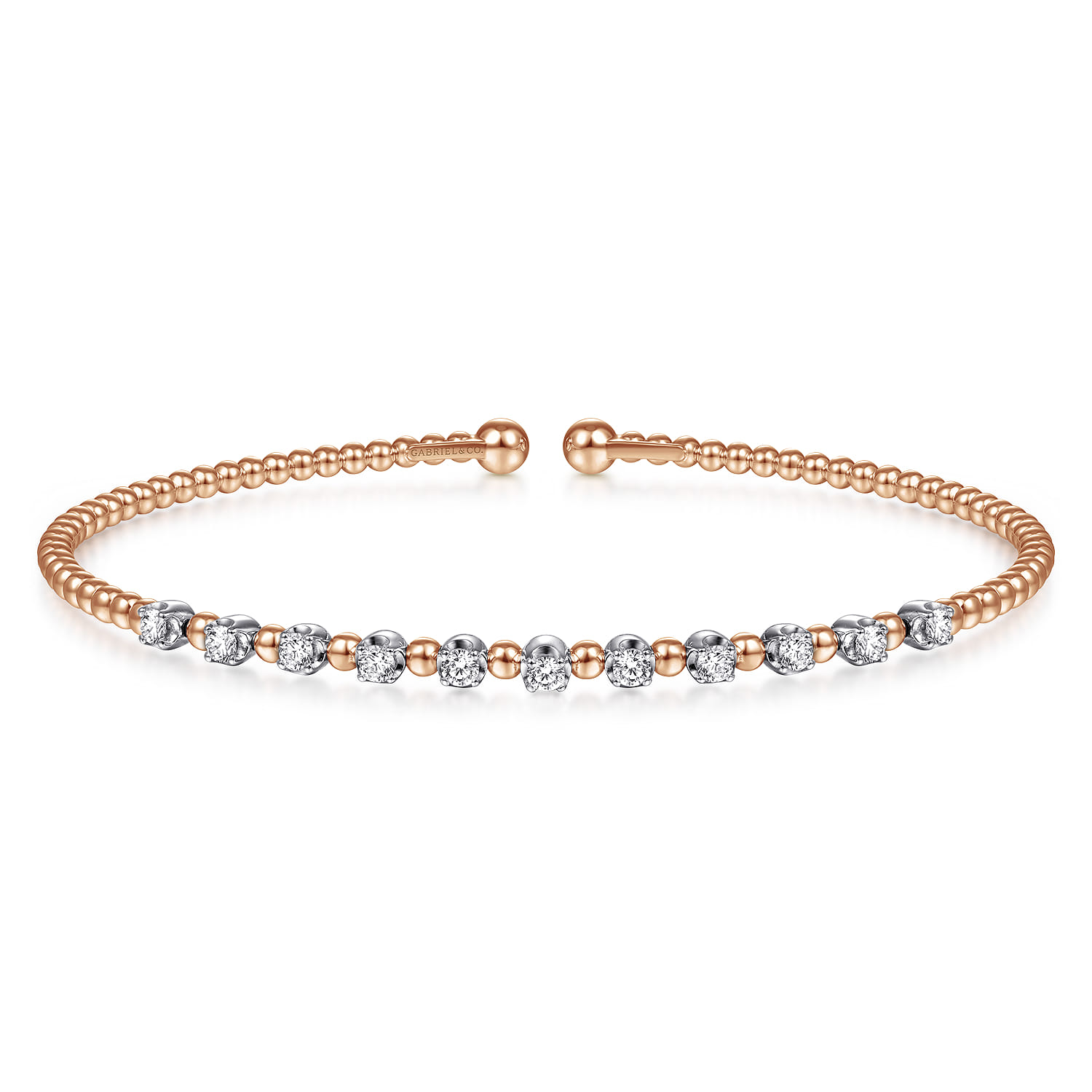 14K White-Rose Gold Bujukan Diamond Split Bangle - 0.37 ct - Shot 1