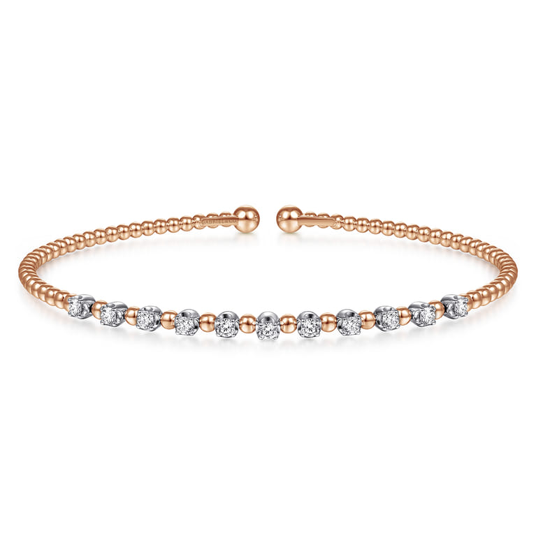 14K White-Rose Gold Bujukan Diamond Split Bangle - 0.37 ct - Shot 1