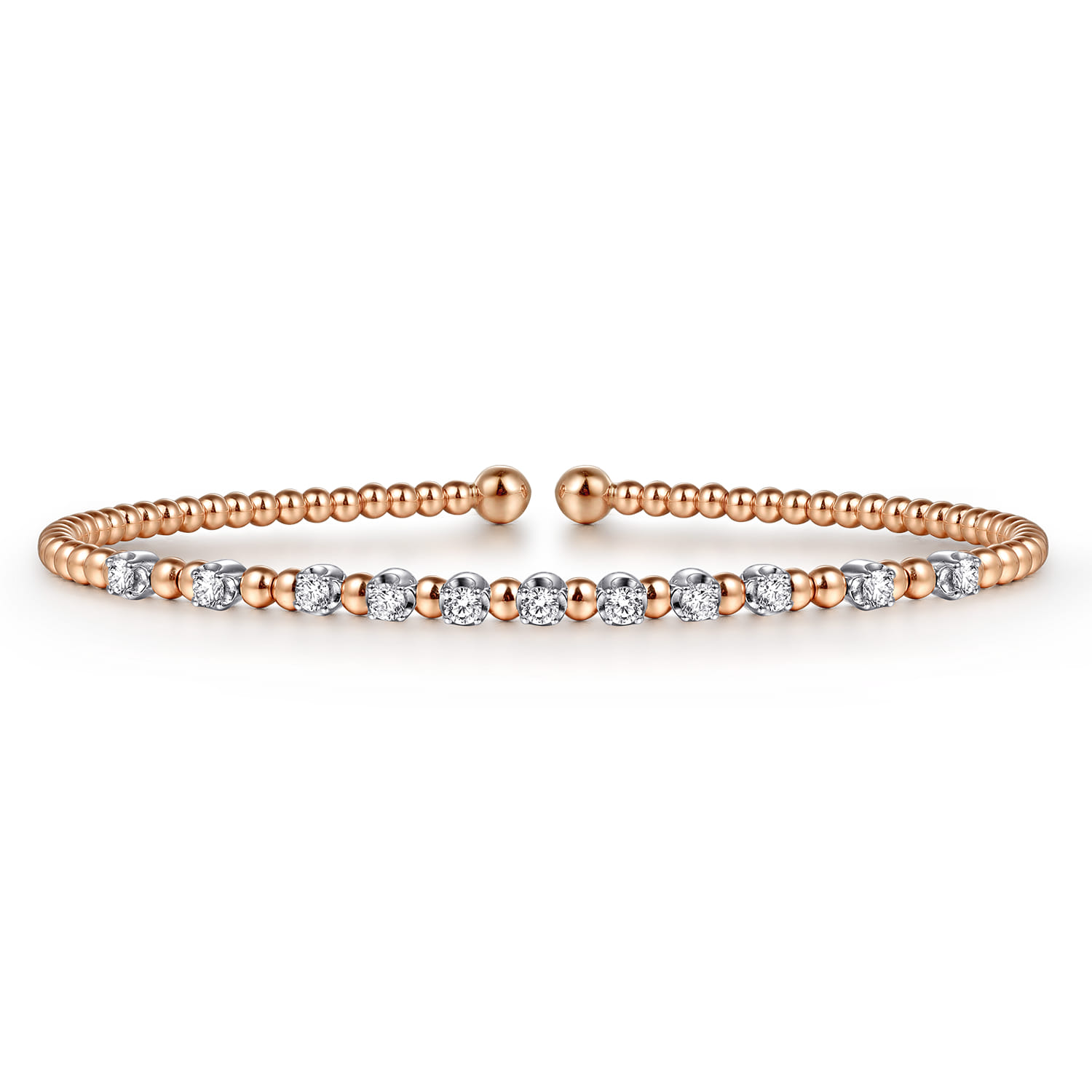 14K White-Rose Gold Bujukan Diamond Split Bangle - 0.4 ct - Shot 1