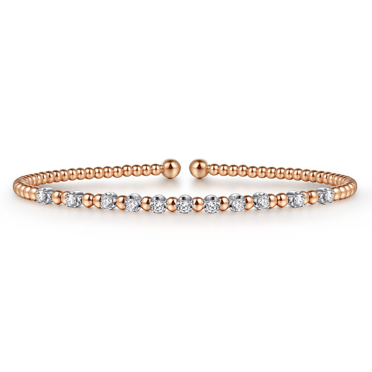 14K White-Rose Gold Bujukan Diamond Split Bangle - 0.4 ct - Shot 1