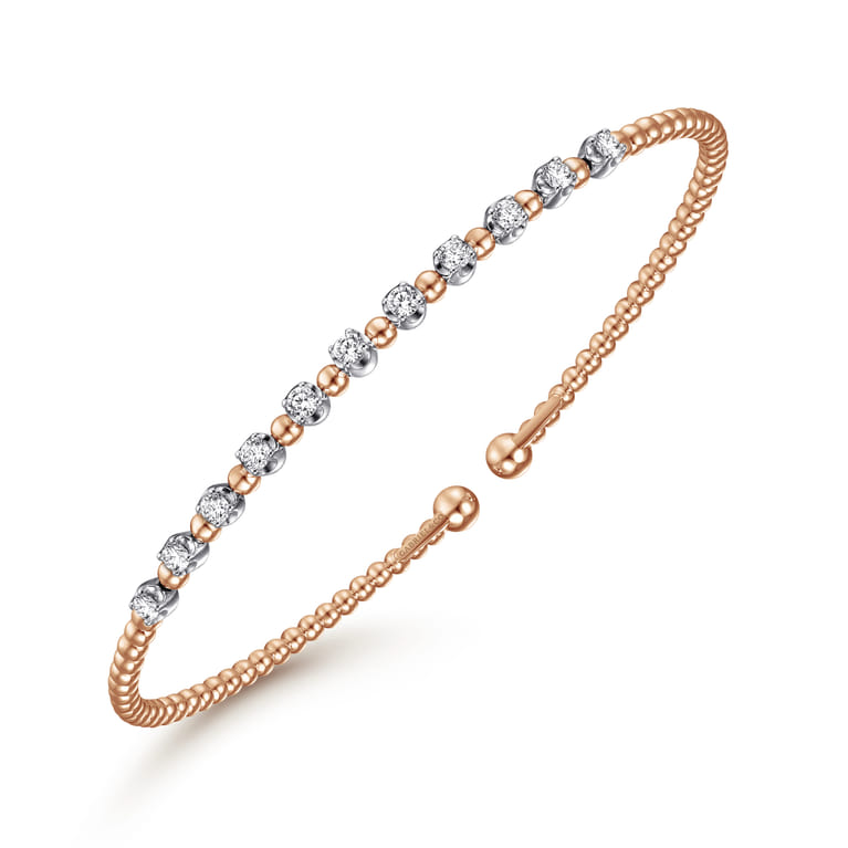 14K White-Rose Gold Bujukan Diamond Split Bangle - 0.4 ct - Shot 2
