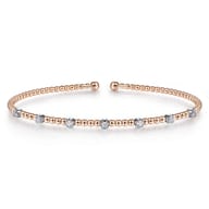 14K White-Rose Gold Bujukan Diamond Stations Bangle