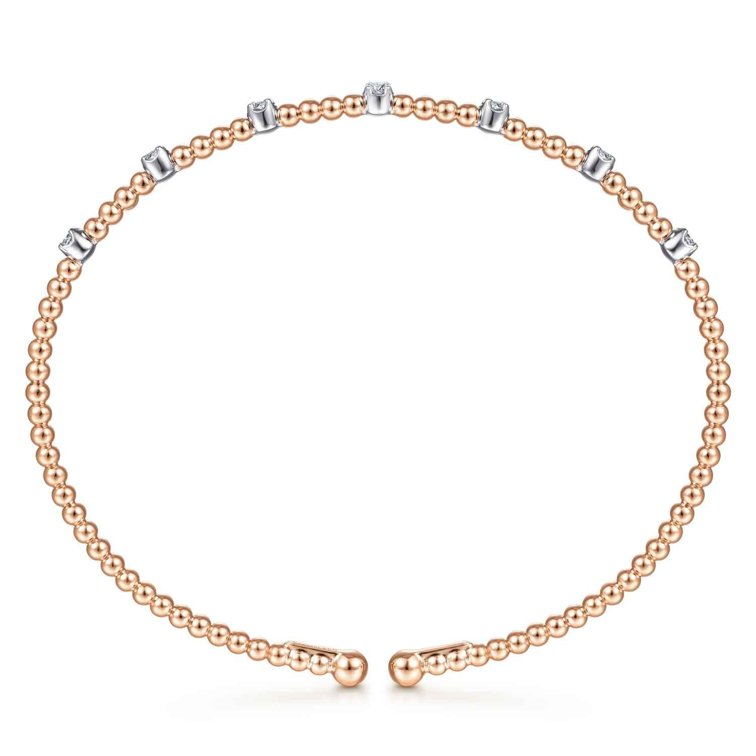 14K White-Rose Gold Bujukan Diamond Stations Bangle - 0.21 ct - Shot 3