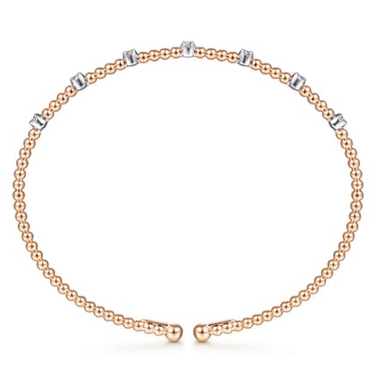14K White-Rose Gold Bujukan Diamond Stations Bangle