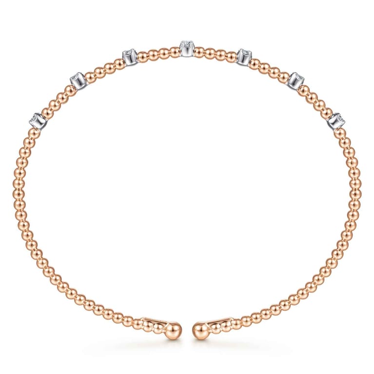 14K White-Rose Gold Bujukan Diamond Stations Bangle - 0.21 ct - Shot 3
