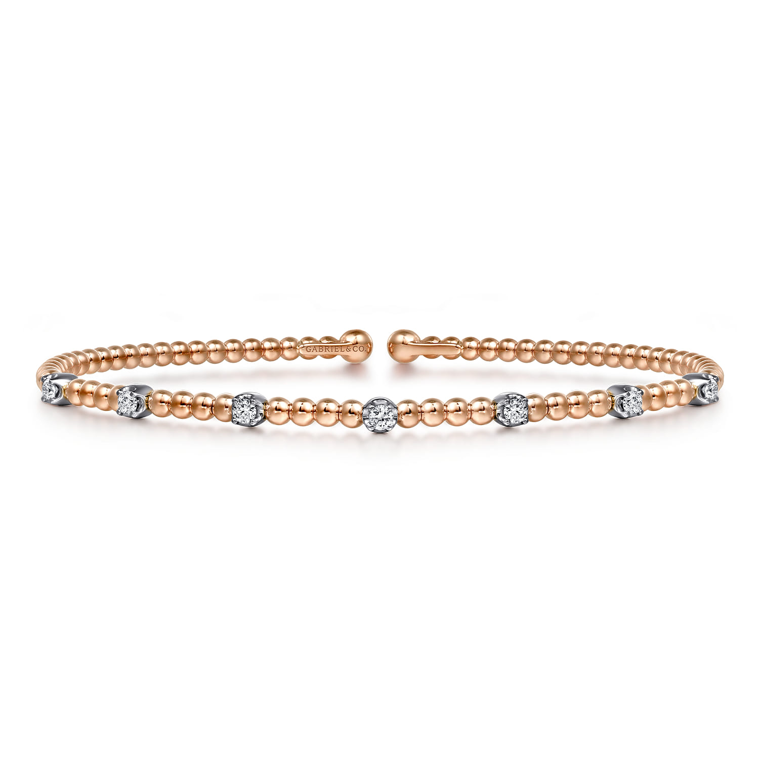 14K White-Rose Gold Bujukan Diamond Stations Bangle - 0.2 ct - Shot 1