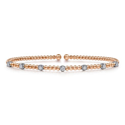 14K White-Rose Gold Bujukan Diamond Stations Bangle