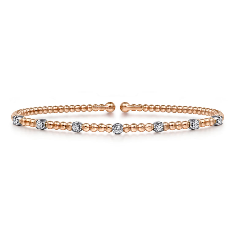 14K White-Rose Gold Bujukan Diamond Stations Bangle - 0.2 ct - Shot 1