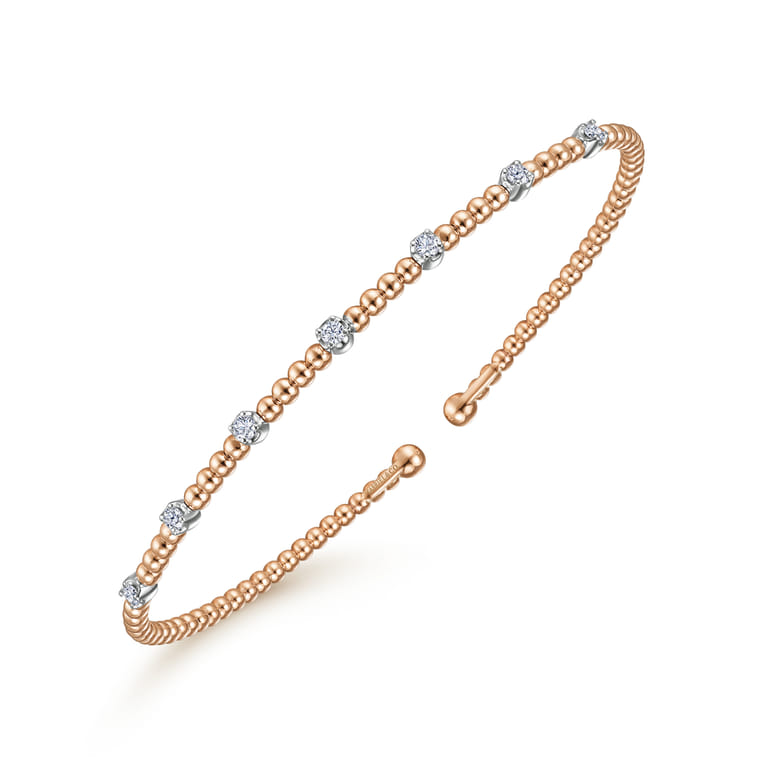 14K White-Rose Gold Bujukan Diamond Stations Bangle - 0.2 ct - Shot 2