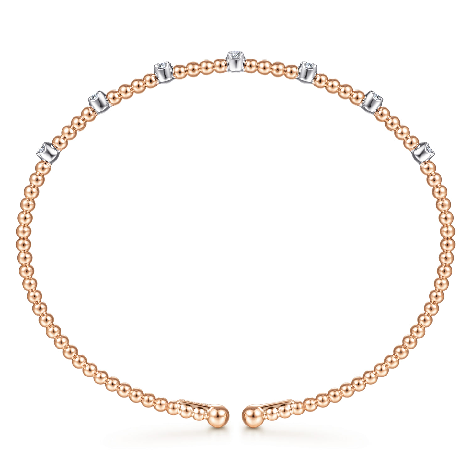 14K White-Rose Gold Bujukan Diamond Stations Bangle - 0.2 ct - Shot 3