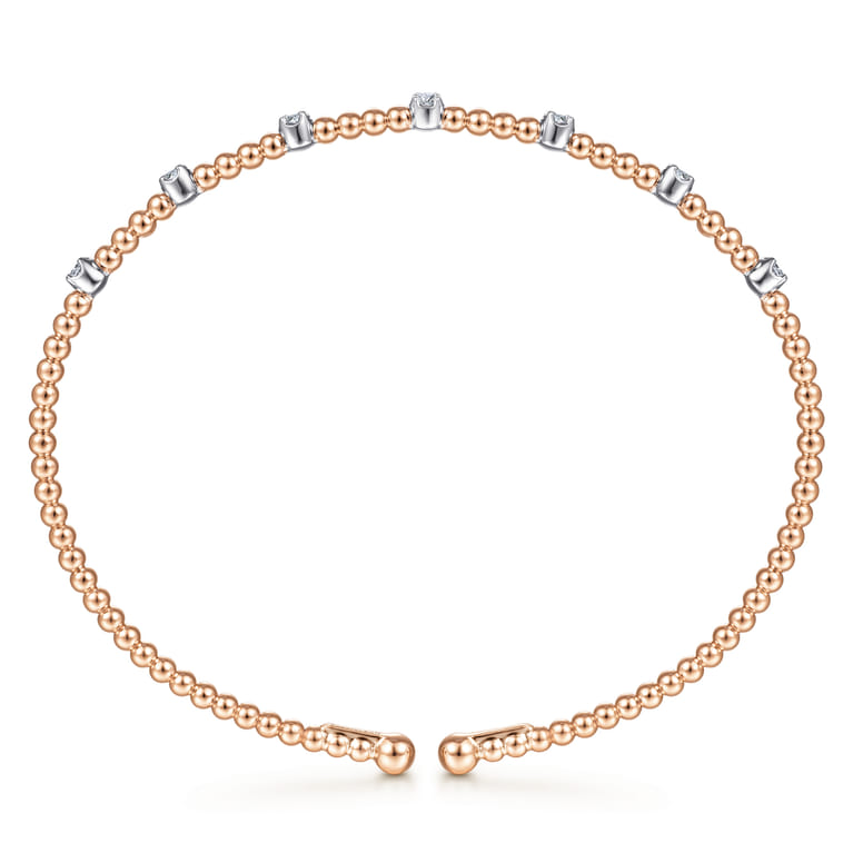 14K White-Rose Gold Bujukan Diamond Stations Bangle - 0.2 ct - Shot 3