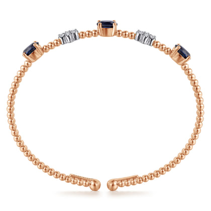 14K White-Rose Gold Bujukan Diamond and Sapphire Bangle