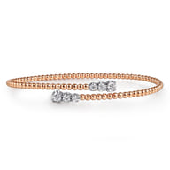 14K White-Rose Gold Bujukan Graduating Diamond Bypass Bangle