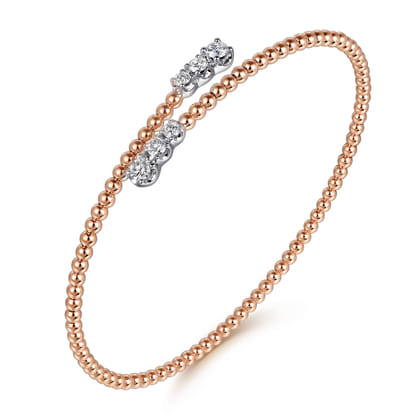14K White-Rose Gold Bujukan Graduating Diamond Bypass Bangle