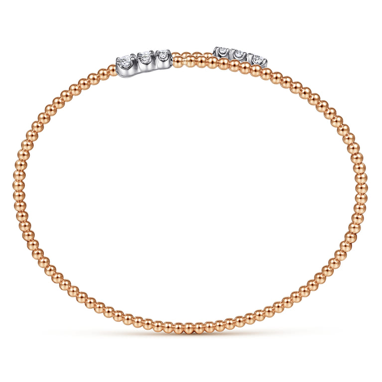 14K White-Rose Gold Bujukan Graduating Diamond Bypass Bangle - 0.4 ct - Shot 3