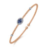 14K White-Rose Gold Bujukan Sapphire and Diamond Halo Bangle - 0.13 ct