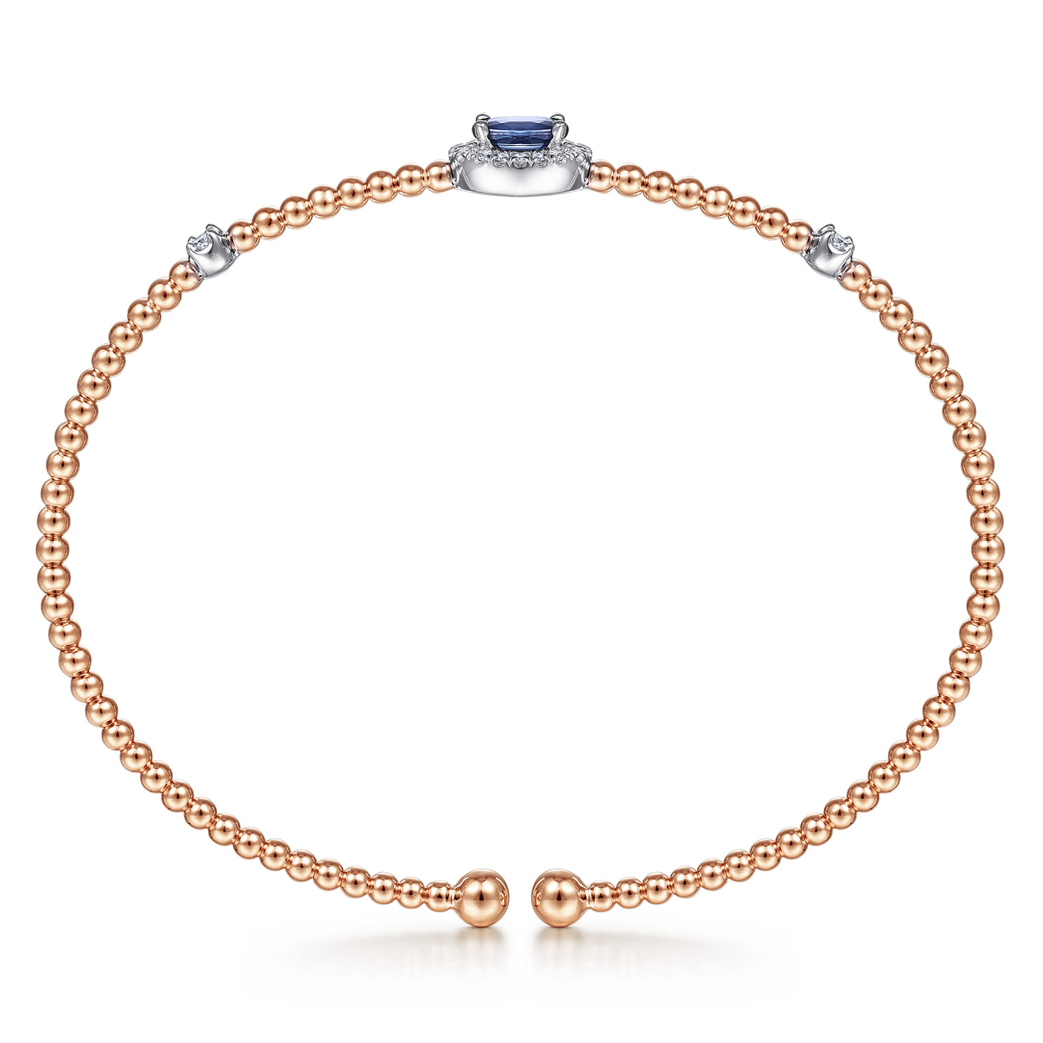 14K White-Rose Gold Bujukan Sapphire and Diamond Halo Bangle - 0.13 ct - Shot 3