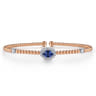 14K White-Rose Gold Bujukan Sapphire and Diamond Halo Bangle - 0.13 ct