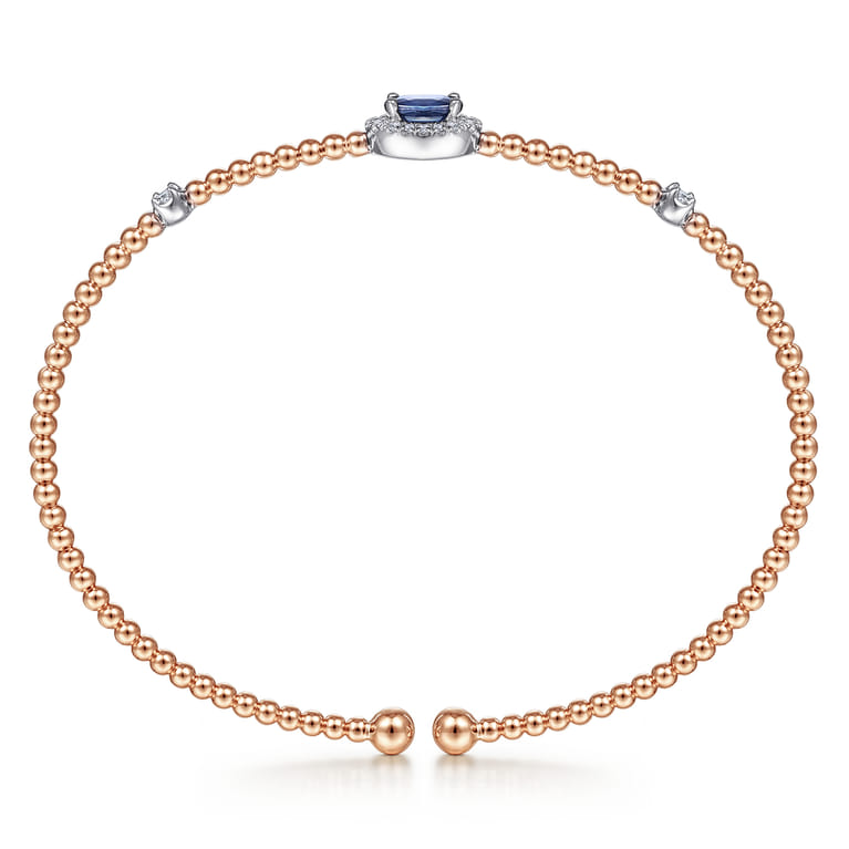 14K White-Rose Gold Bujukan Sapphire and Diamond Halo Bangle - 0.13 ct - Shot 3