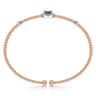 14K White-Rose Gold Bujukan Sapphire and Diamond Halo Bangle - 0.13 ct