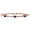 14K White-Rose Gold Bujukan Sapphire and Diamond Halo Bangle - 0.2 ct