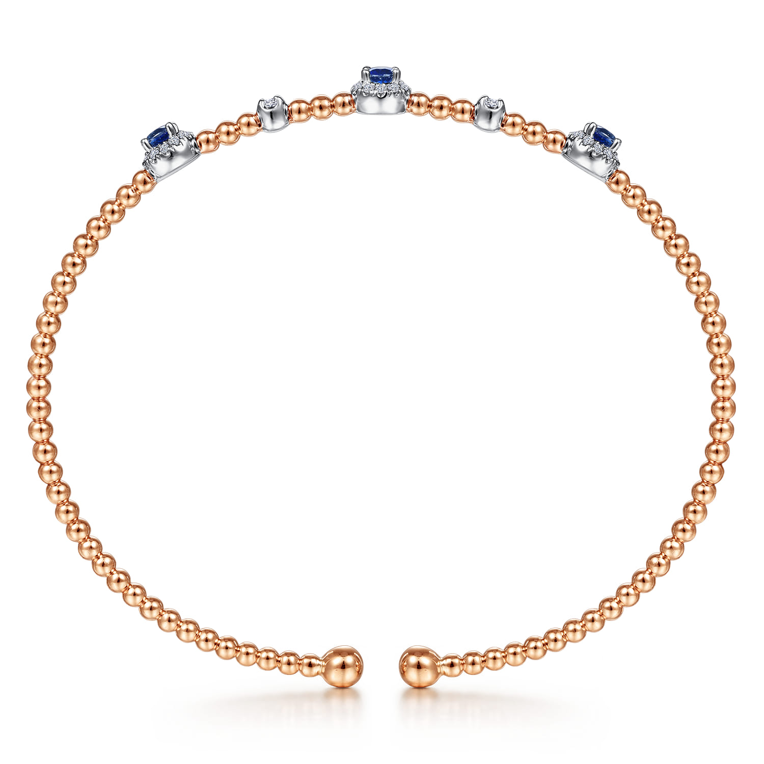 14K White-Rose Gold Bujukan Sapphire and Diamond Halo Bangle - 0.2 ct - Shot 3